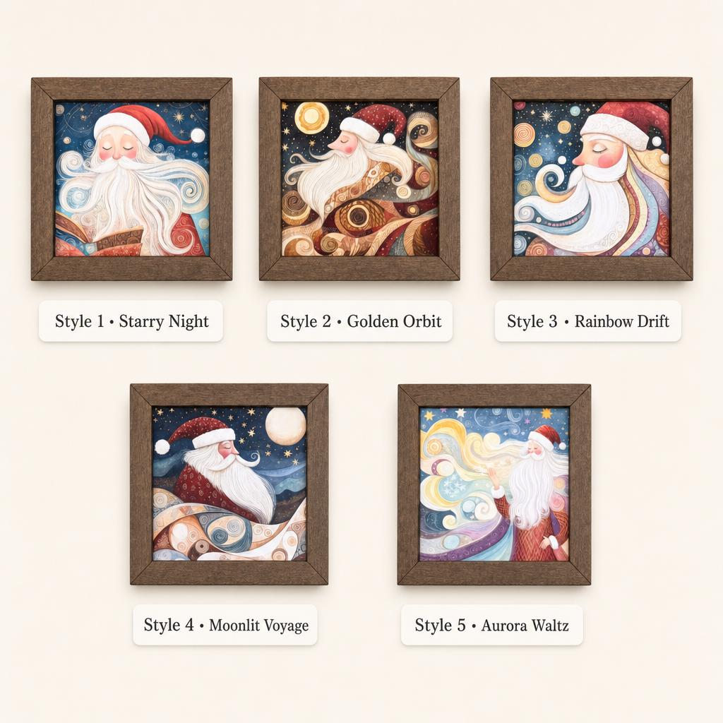 Santa Shelf Sitter Sign | Wood Block Christmas Decor | Set of 5 Styles | Standalone or Fridge Magnet | Farmhouse Santa - TheGrumpyRooster