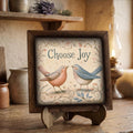 Framed Choose Joy Birds Art Print | Rustic Farmhouse Tiered Tray Decor