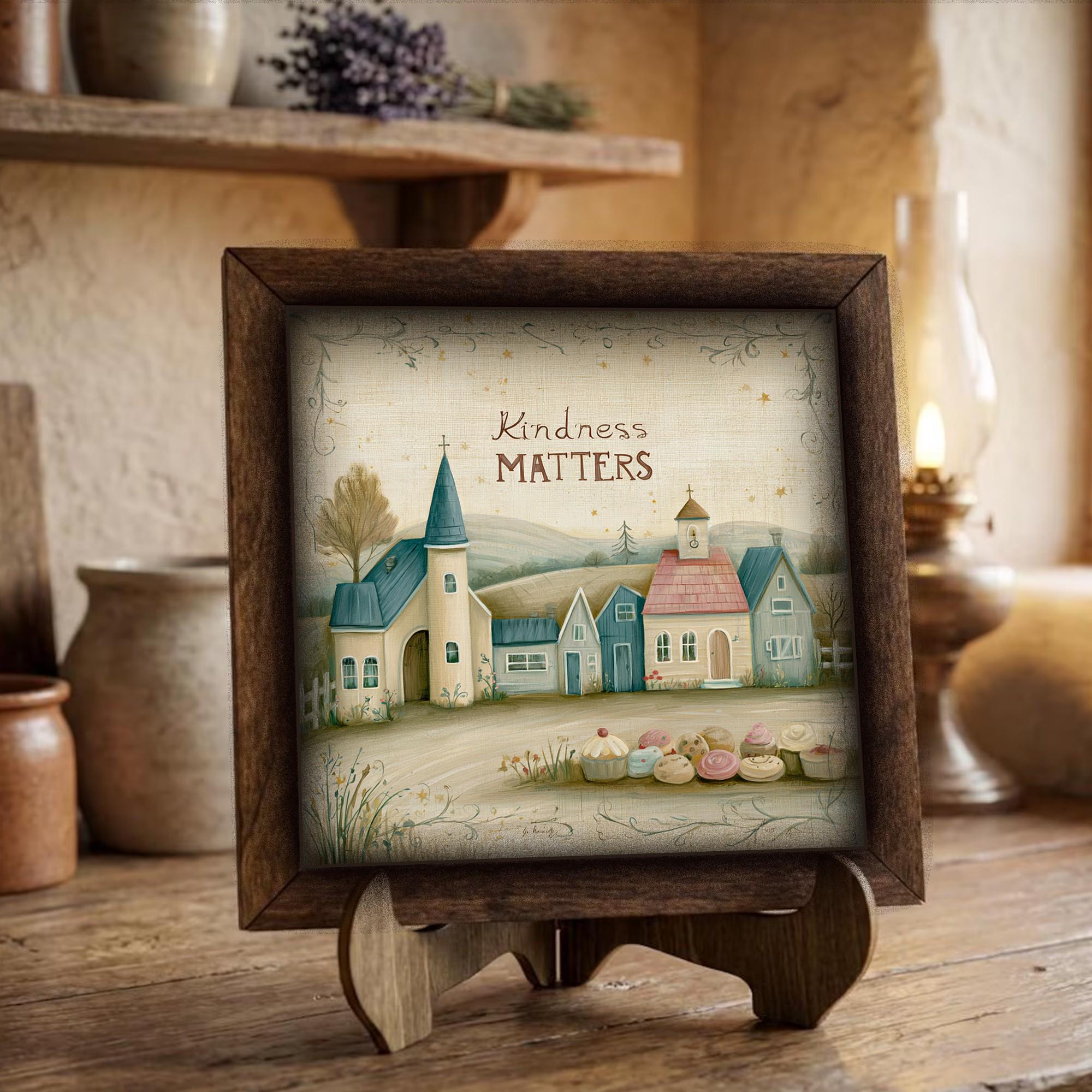 Framed Kindness Matters Art Print | Faith Tiered Tray Decor