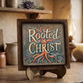 Framed Rooted in Christ Art Print | Faith Tiered Tray Decor