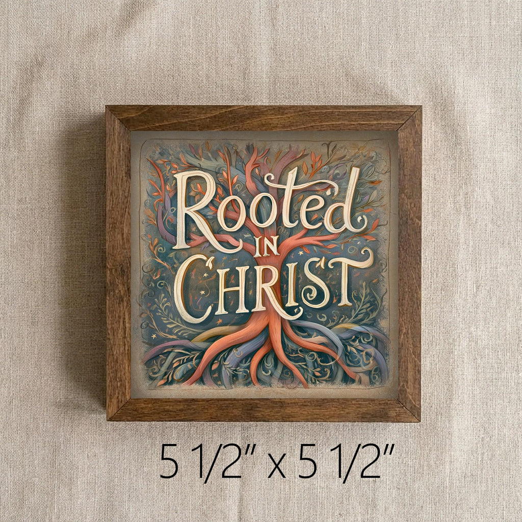 Framed Rooted in Christ Art Print | Faith Tiered Tray Decor