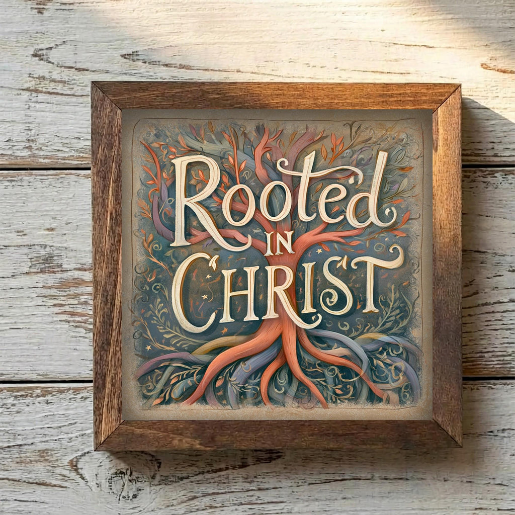 Framed Rooted in Christ Art Print | Faith Tiered Tray Decor