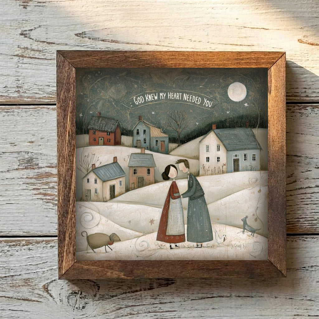 Framed Faith Art Print | God Knew My Heart Needed You Tiered Tray Decor