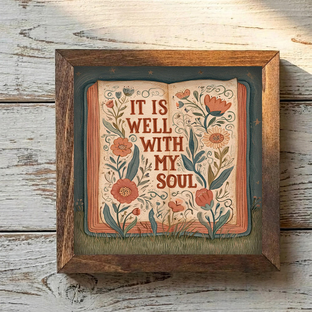 Framed It Is Well With My Soul Art | Faith Tiered Tray Decor
