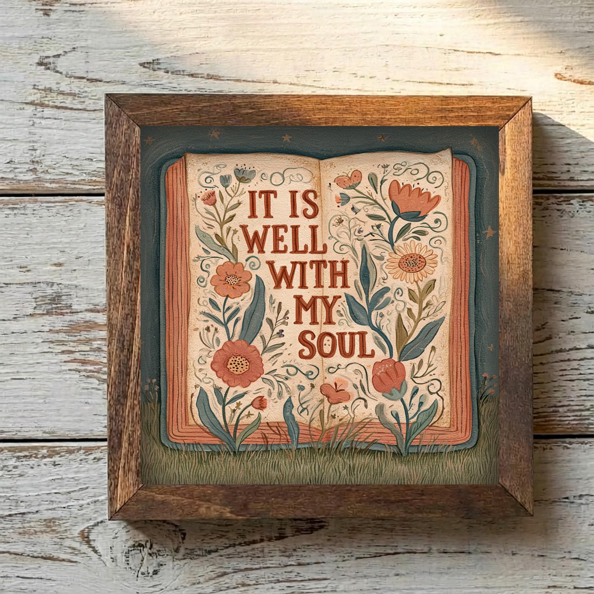 Framed It Is Well With My Soul Art | Faith Tiered Tray Decor