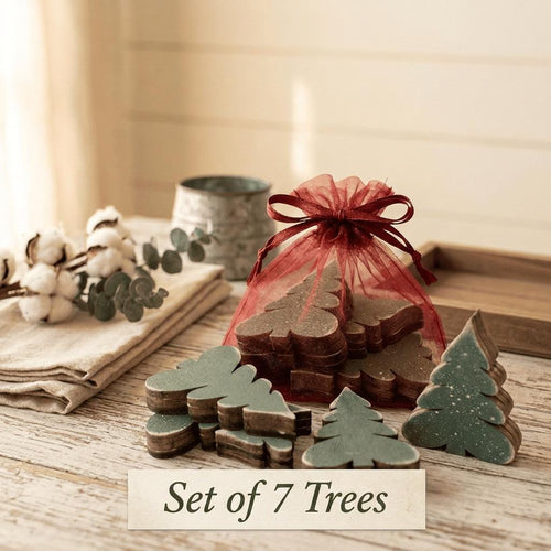 Chunky Wooden Tree Cutouts | Rustic Farmhouse Tiered Tray Decor (Set of 7) | Shelf Sitter or Bowl Filler - TheGrumpyRooster