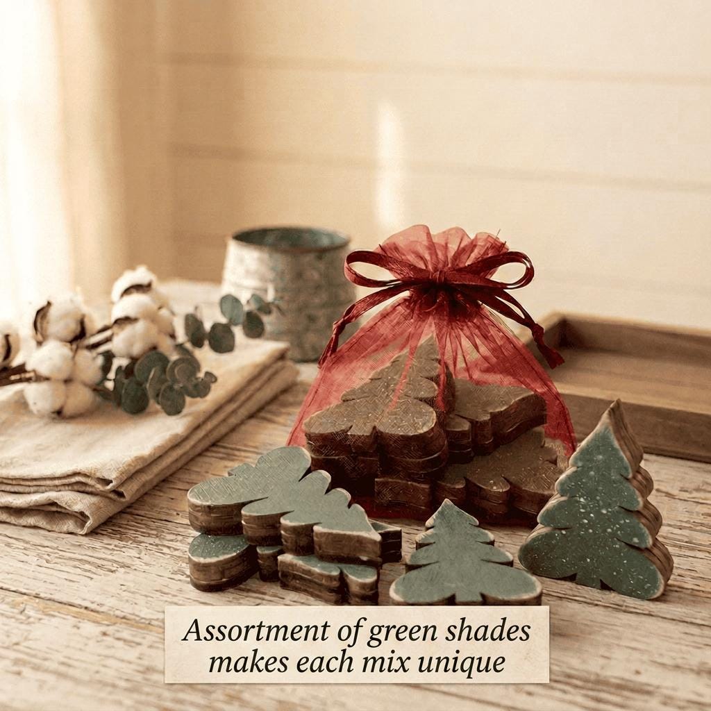 Chunky Wooden Tree Cutouts | Rustic Farmhouse Tiered Tray Decor (Set of 7) | Shelf Sitter or Bowl Filler - TheGrumpyRooster