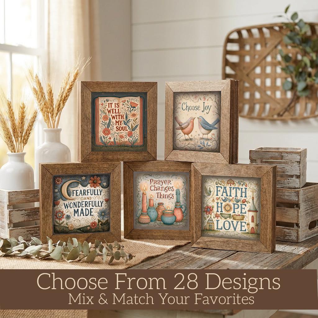 Mini Framed Faith Art Blocks | Rustic Christian Shelf Decor | Choose Your Design | Tiered Tray Decor | Farmhouse Gift - TheGrumpyRooster