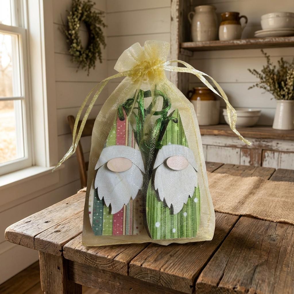 Pair of Double-Sided Gnome Ornaments | Rustic Farmhouse Christmas Decor | Christmas Tree Ornaments - TheGrumpyRooster