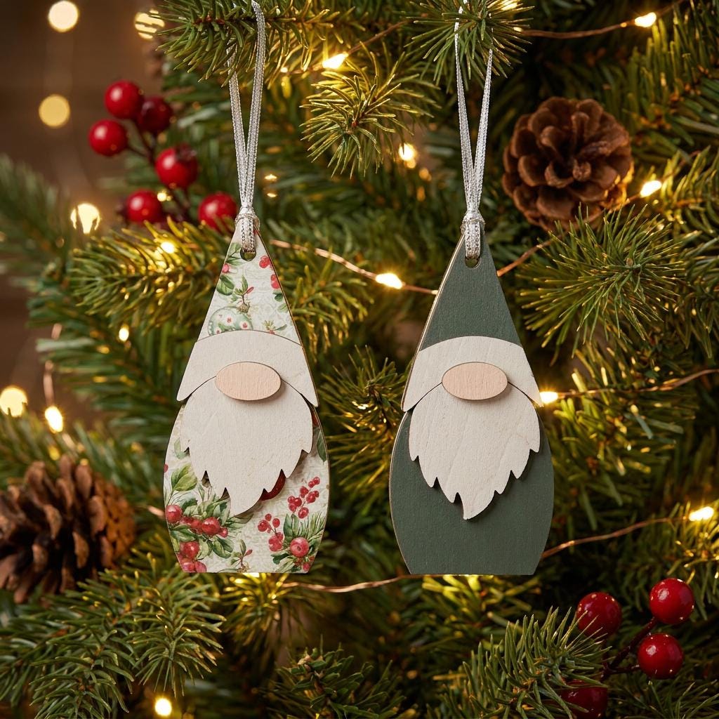 Double-Sided Gnome Ornaments| Choose from 4 Styles | Rustic Farmhouse Christmas Decor | Christmas Tree Ornaments - TheGrumpyRooster
