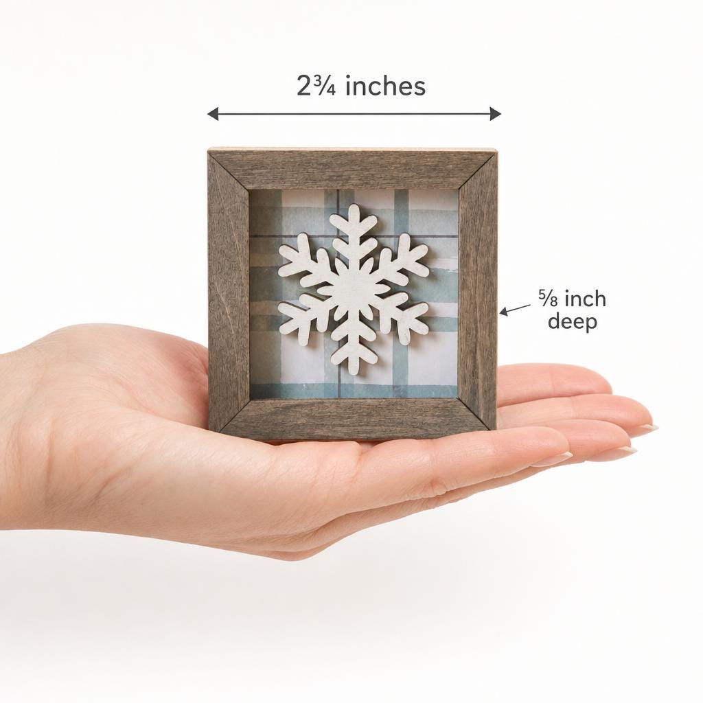 Snowflake Shelf Sitter, Farmhouse Winter Decor, Framed Snowflake Sign, Christmas Tiered Tray Decor, Rustic Holiday Home Decor Gift - TheGrumpyRooster