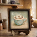 Framed Hot Chocolate Art Print | Vintage Christmas Farmhouse Decor