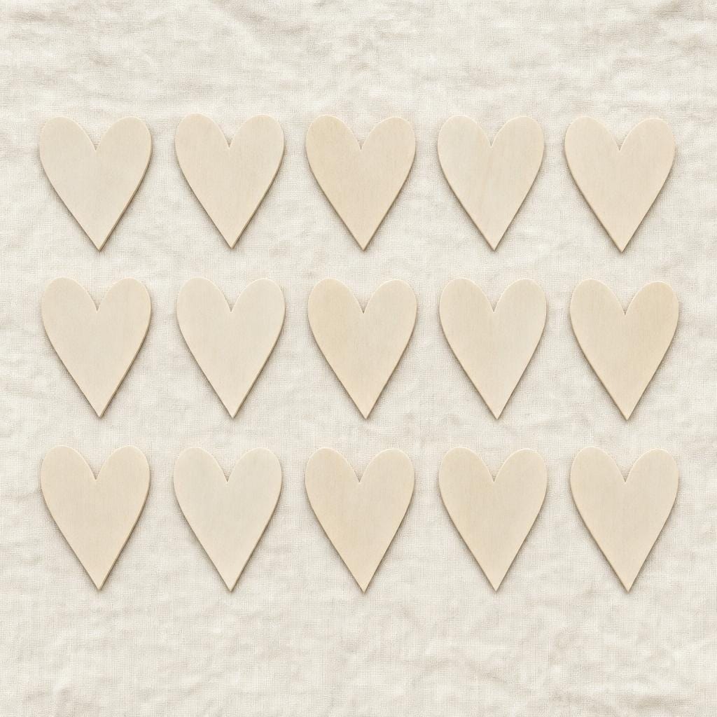 Wooden Heart Blanks Adhesive Backed | 1-3/4" Basswood Hearts | Craft Supplies | Unfinished Wood Hearts | DIY | Pack of 15 or 30 - TheGrumpyRooster