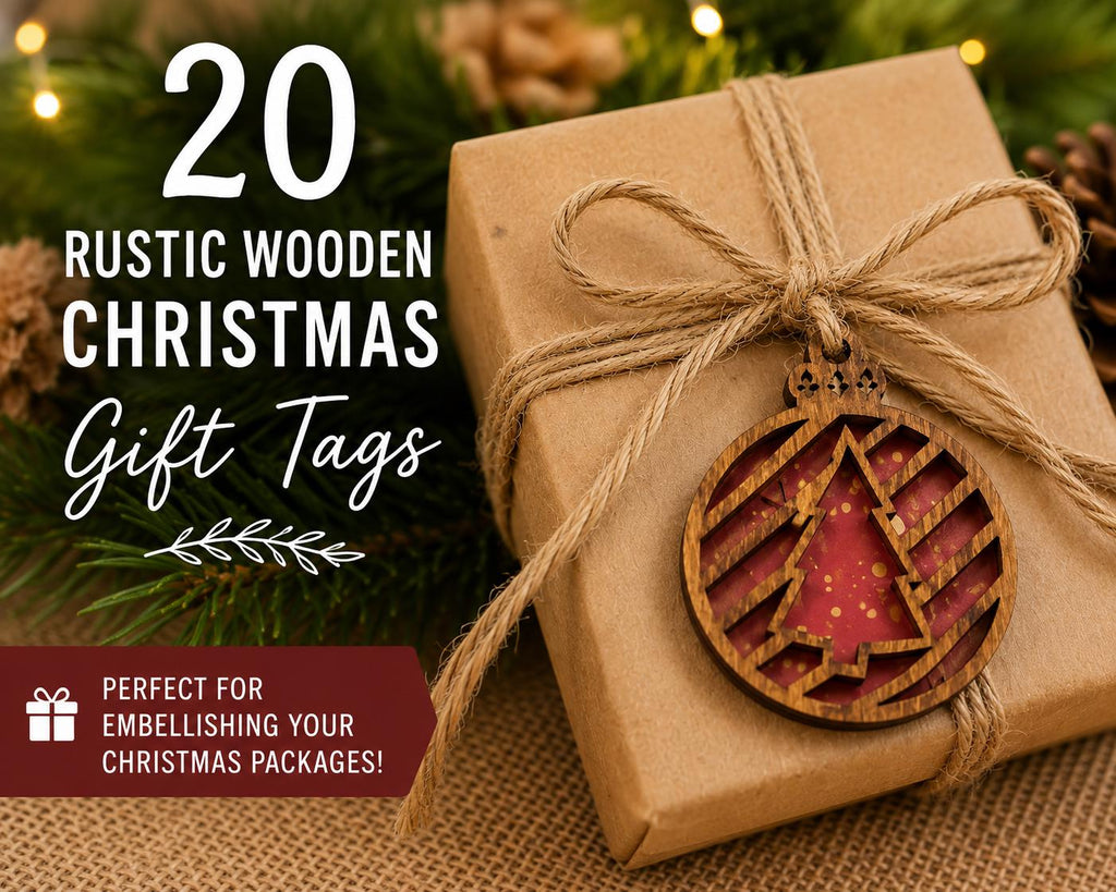 Rustic Wooden Christmas Gift Tags Set of 20 | Wooden Tree Gift Tags | Farmhouse Christmas Decor | Holiday Gift Wrapping Tag | Twine Included - TheGrumpyRooster