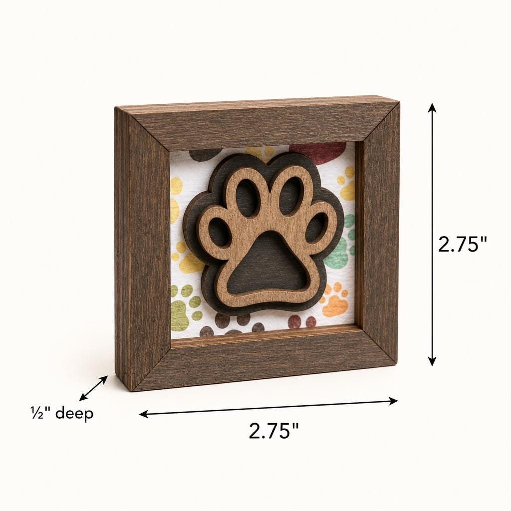 Wooden Paw Print Shelf Sitter Block | Dog Lover Gift | Laser Cut Shadowbox | Farmhouse Dog Decor | Dog Mom - TheGrumpyRooster