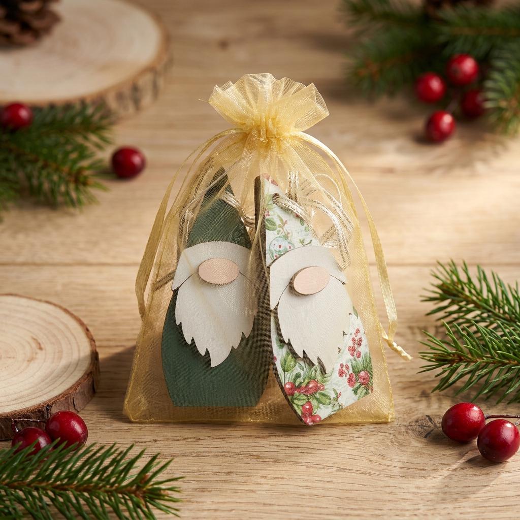 Pair of Double-Sided Gnome Ornaments | Rustic Farmhouse Christmas Decor | Christmas Tree Ornaments - TheGrumpyRooster