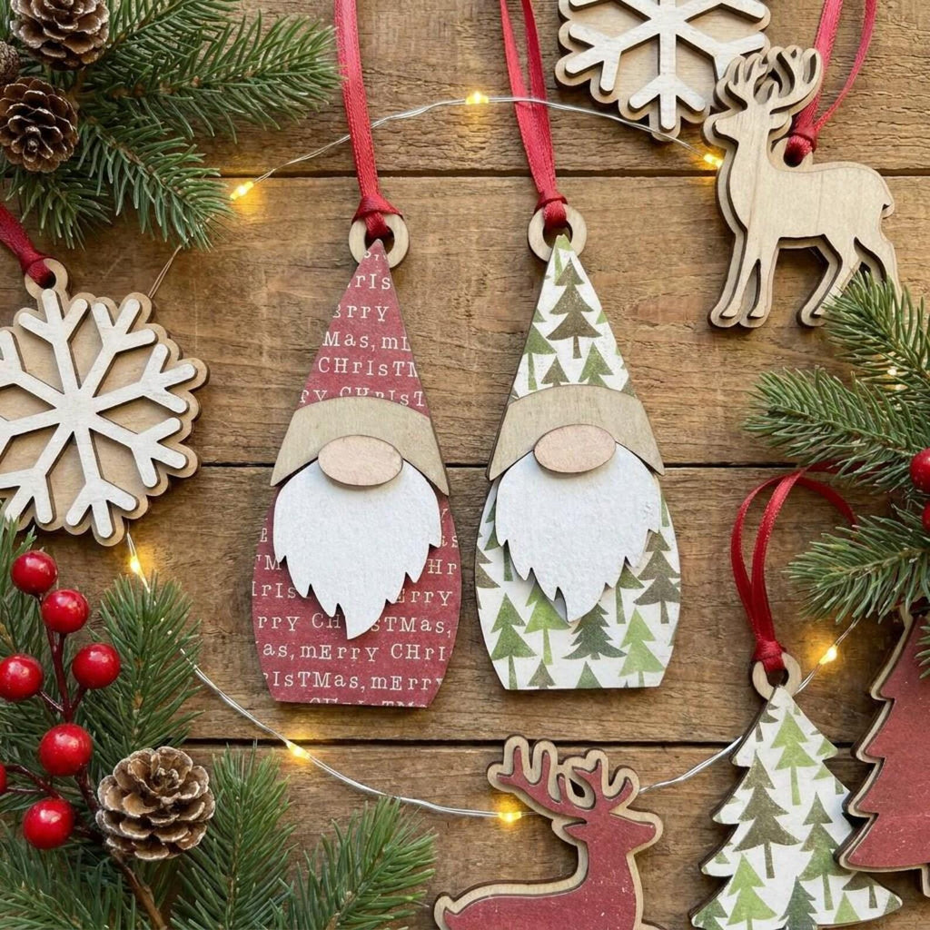 Double-Sided Gnome Ornaments| Choose from 4 Styles | Rustic Farmhouse Christmas Decor | Christmas Tree Ornaments - TheGrumpyRooster
