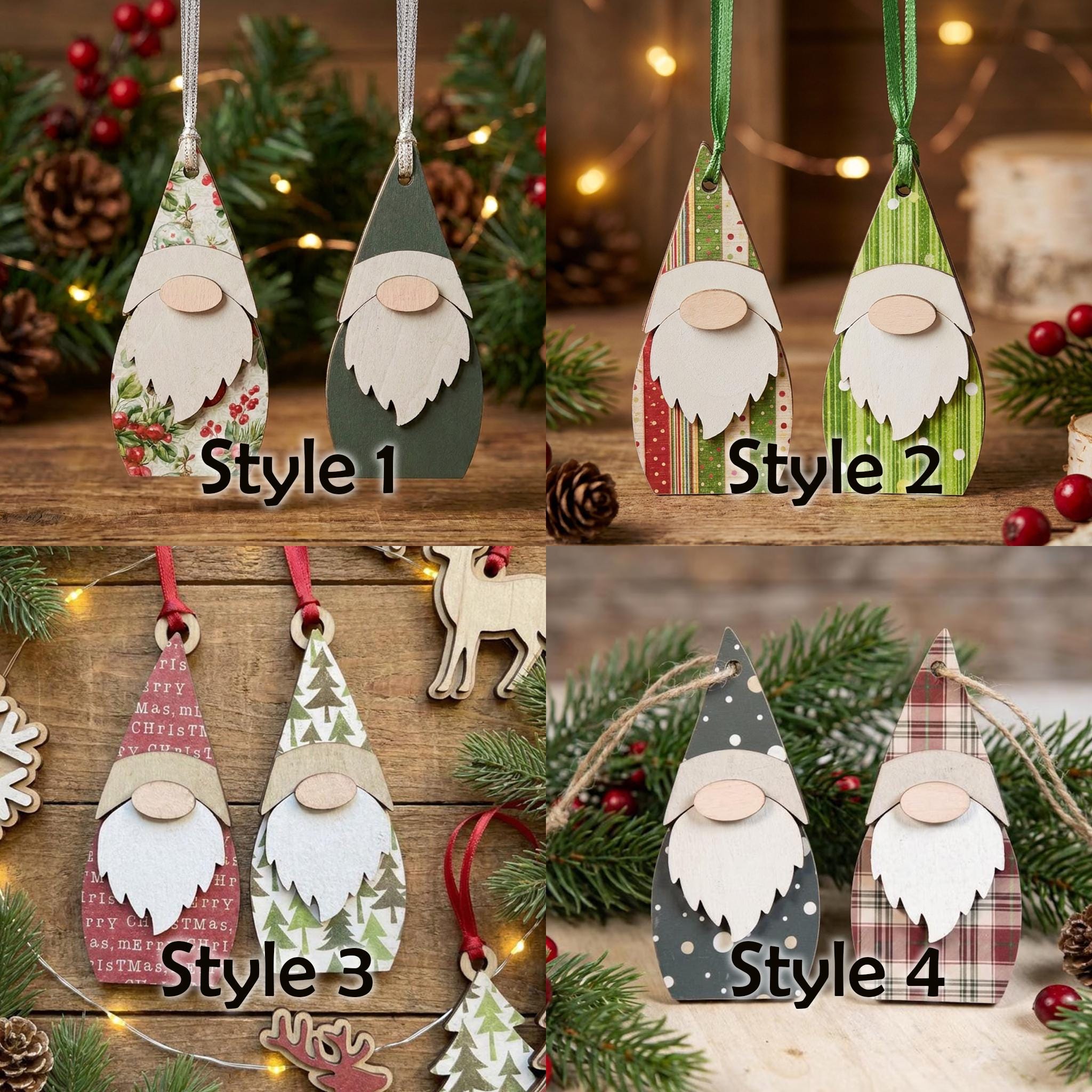 Double-Sided Gnome Ornaments| Choose from 4 Styles | Rustic Farmhouse Christmas Decor | Christmas Tree Ornaments - TheGrumpyRooster