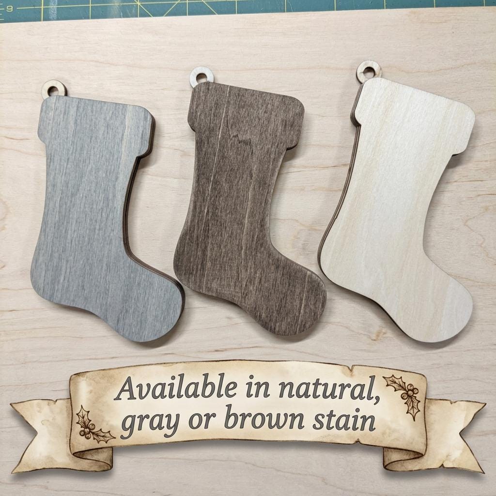 DIY Wooden Stocking Money Holder Ornament Kit | Self-stick | No Glue needed | Partially assembled | Beginner | Class Paint Your Own Ornament - TheGrumpyRooster