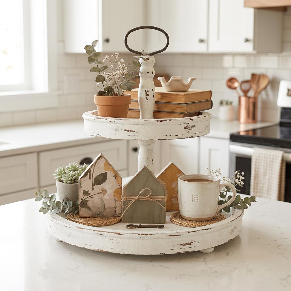 Summer House Shelf Sitter Set | Farmhouse Wood House Decor | Tiered Tray Shelf Decor | Housewarming Gift - TheGrumpyRooster