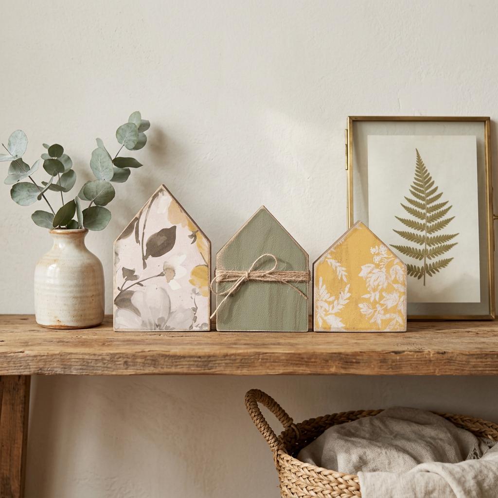 Summer House Shelf Sitter Set | Farmhouse Wood House Decor | Tiered Tray Shelf Decor | Housewarming Gift - TheGrumpyRooster