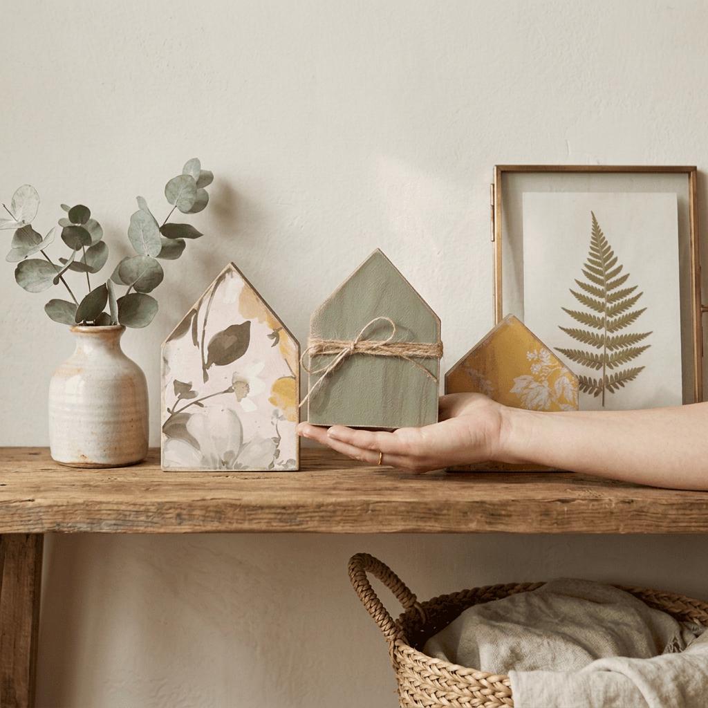 Summer House Shelf Sitter Set | Farmhouse Wood House Decor | Tiered Tray Shelf Decor | Housewarming Gift - TheGrumpyRooster