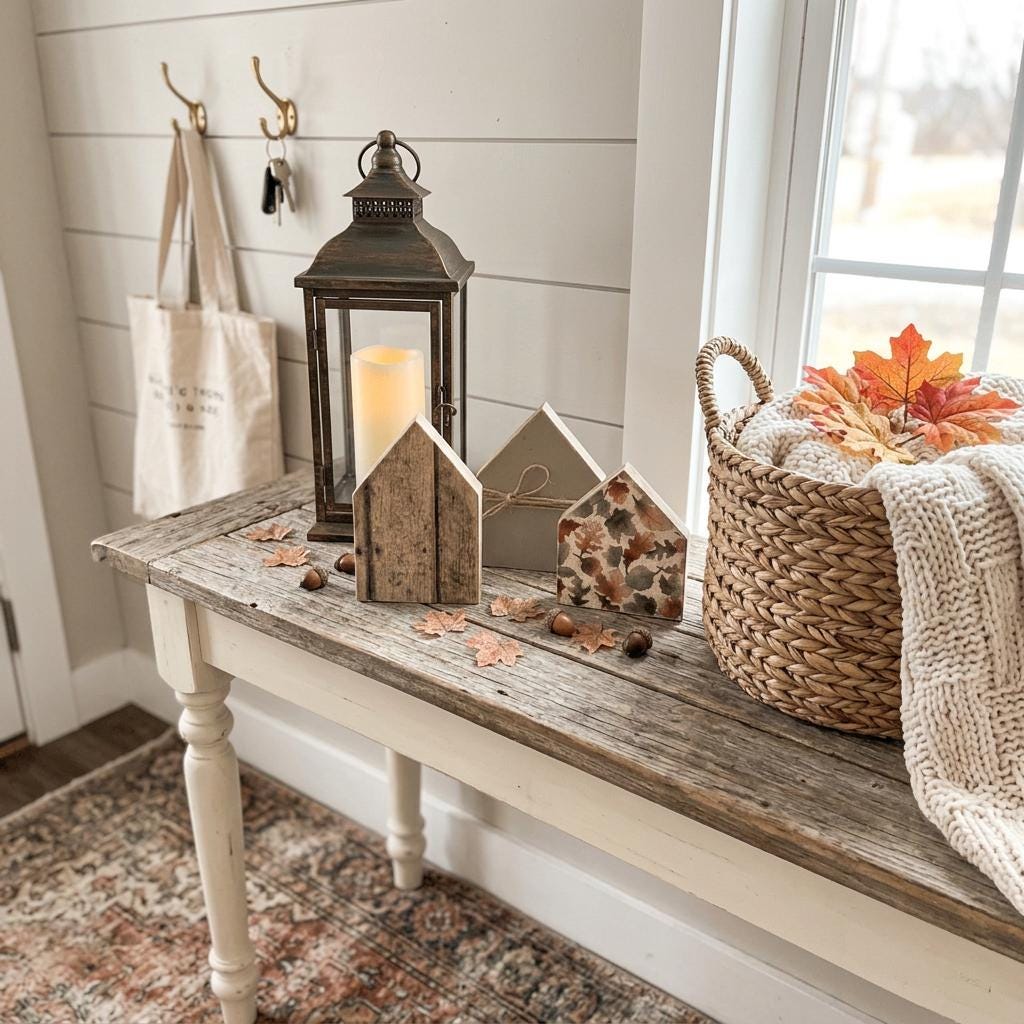 Fall Wooden House Shelf Sitters Set of 3 | Rustic Farmhouse Fall Decor | Autumn Shelf Decor | Thanksgiving Housewarming Gift - TheGrumpyRooster