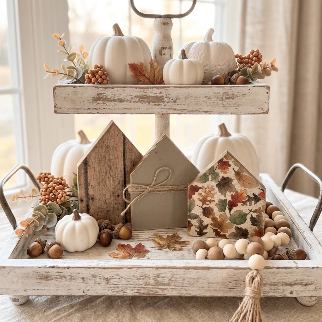 Fall Wooden House Shelf Sitters Set of 3 | Rustic Farmhouse Fall Decor | Autumn Shelf Decor | Thanksgiving Housewarming Gift - TheGrumpyRooster