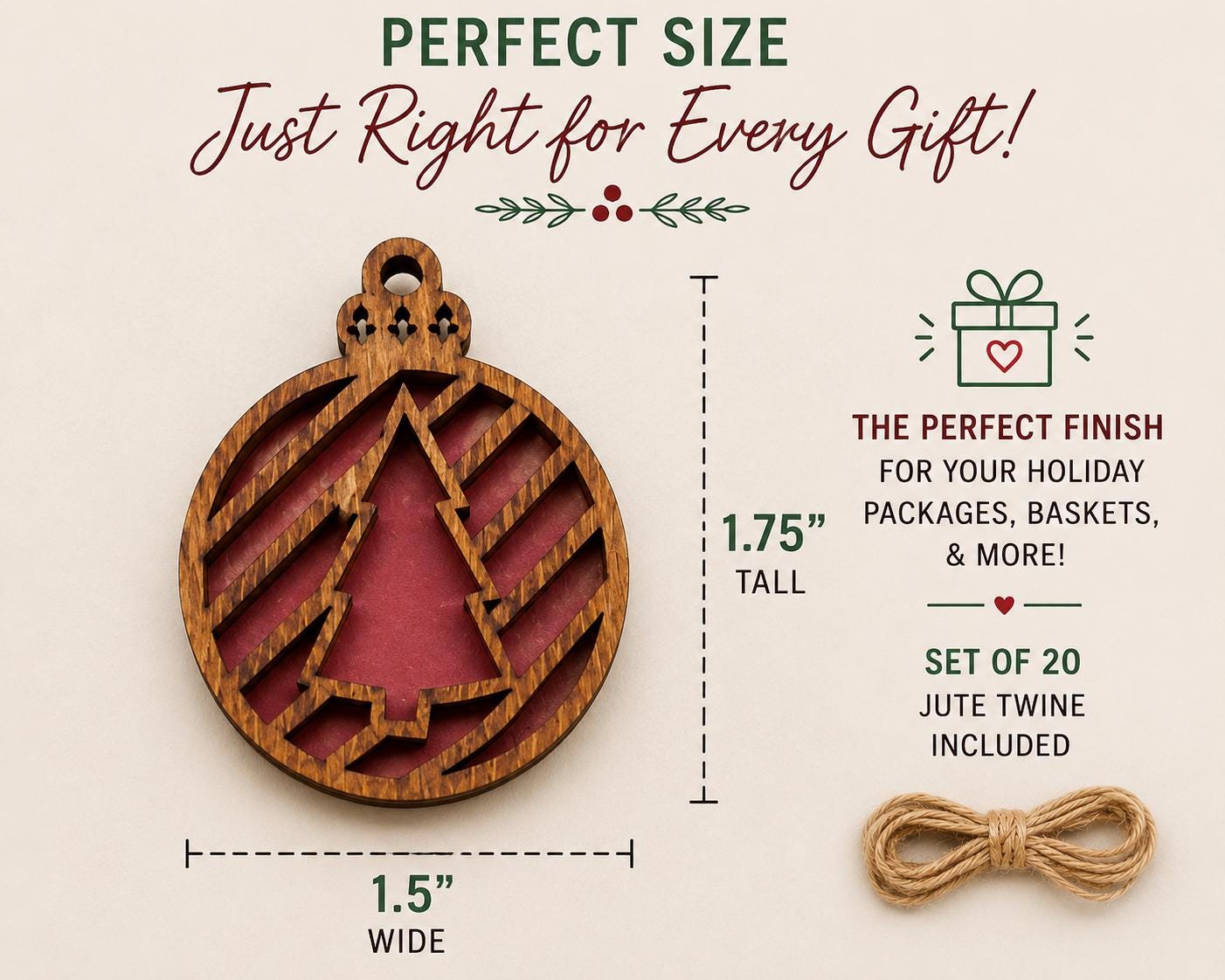 Rustic Wooden Christmas Gift Tags Set of 20 | Wooden Tree Gift Tags | Farmhouse Christmas Decor | Holiday Gift Wrapping Tag | Twine Included - TheGrumpyRooster