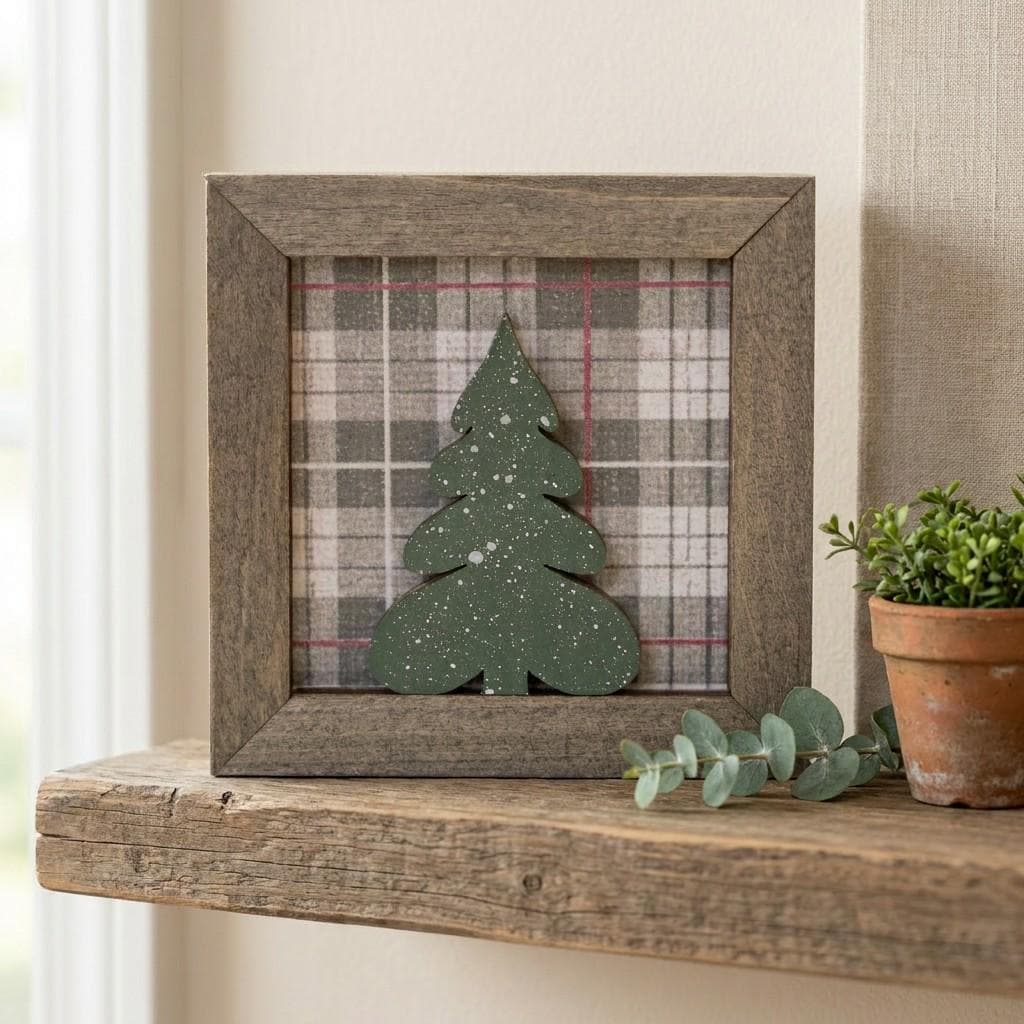 Shelf Sitter Christmas Tree Art  | Rustic Farmhouse Holiday Decor