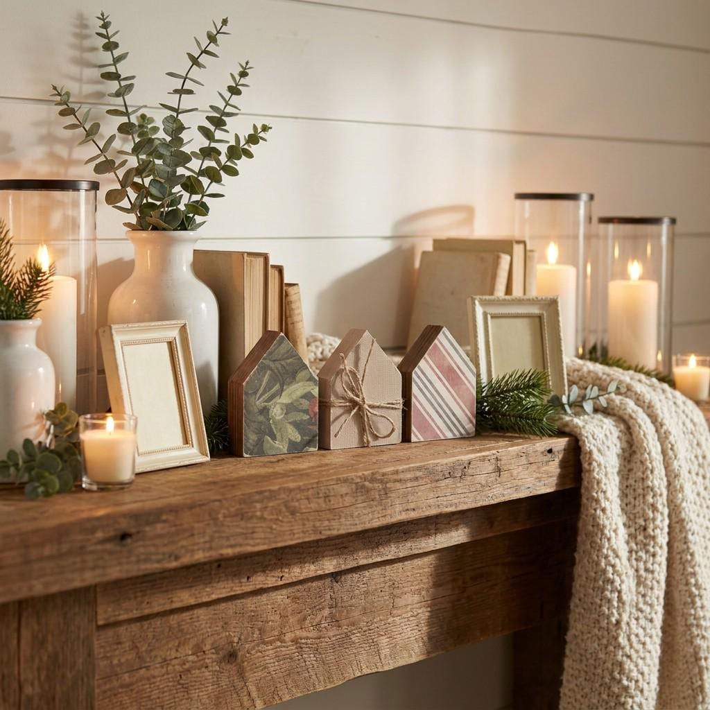 Framed House Shelf Sitter Set of 3 | Rustic Farmhouse Tiered Tray Decor