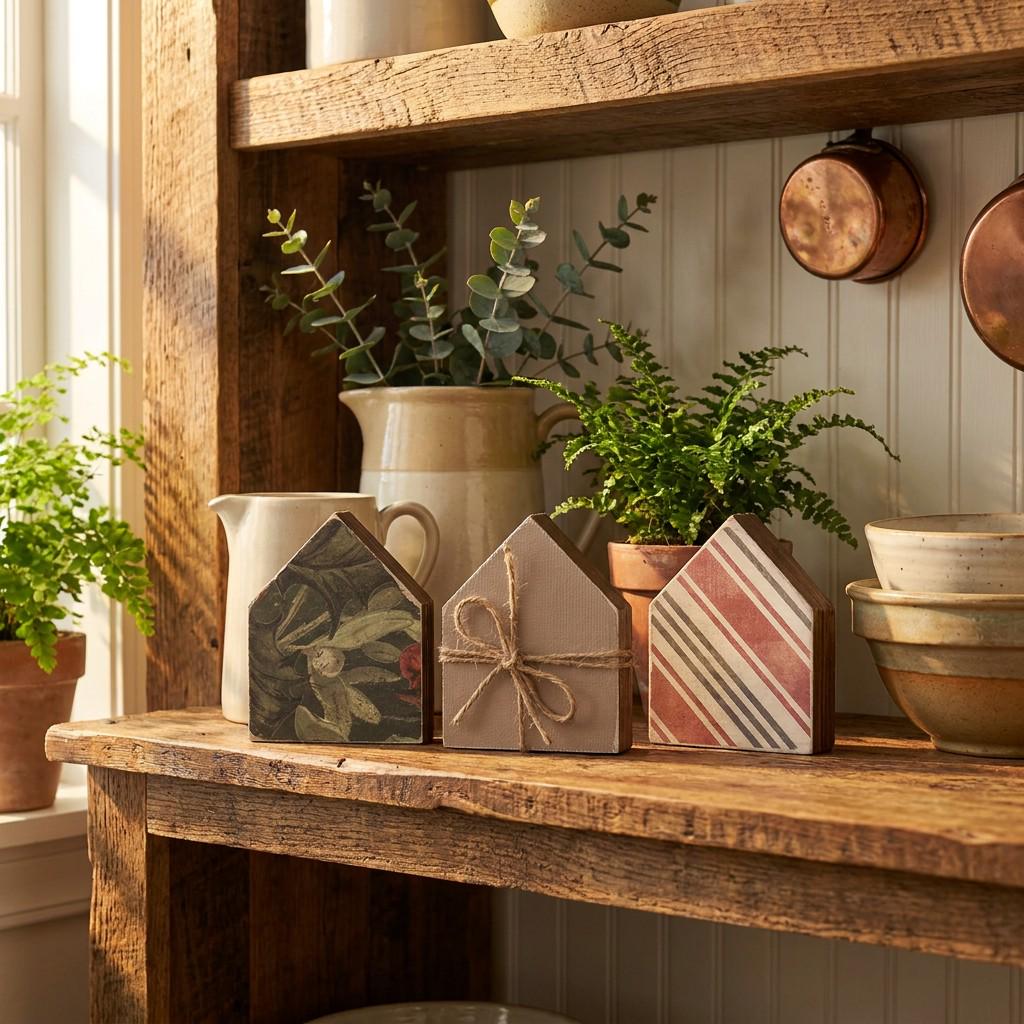 Framed House Shelf Sitter Set of 3 | Rustic Farmhouse Tiered Tray Decor