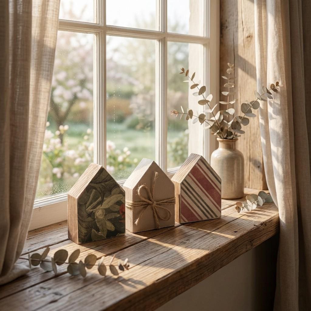 Framed House Shelf Sitter Set of 3 | Rustic Farmhouse Tiered Tray Decor
