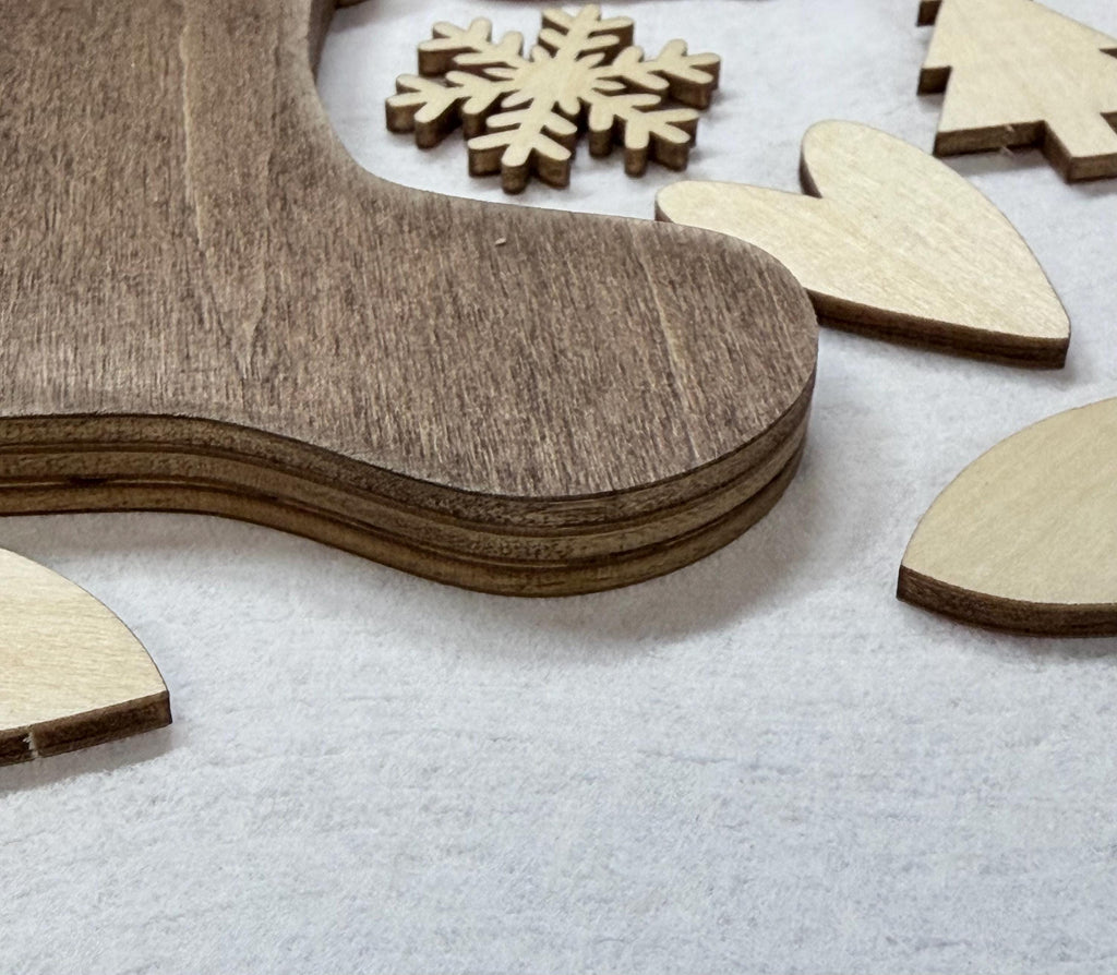 DIY Wooden Stocking Money Holder Ornament Kit | Self-stick | No Glue needed | Partially assembled | Beginner | Class Paint Your Own Ornament - TheGrumpyRooster