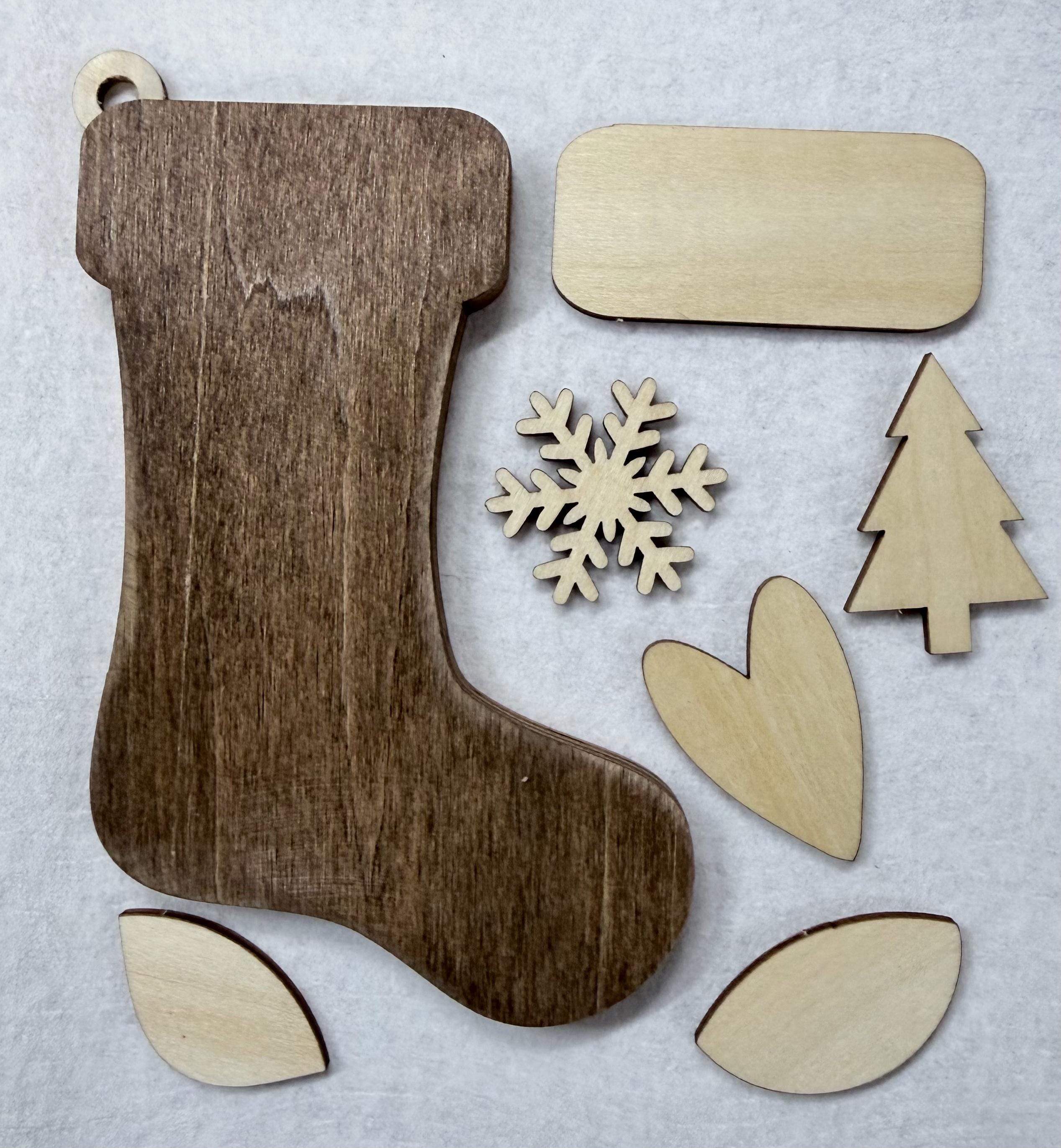 DIY Wooden Stocking Money Holder Ornament Kit | Self-stick | No Glue needed | Partially assembled | Beginner | Class Paint Your Own Ornament - TheGrumpyRooster