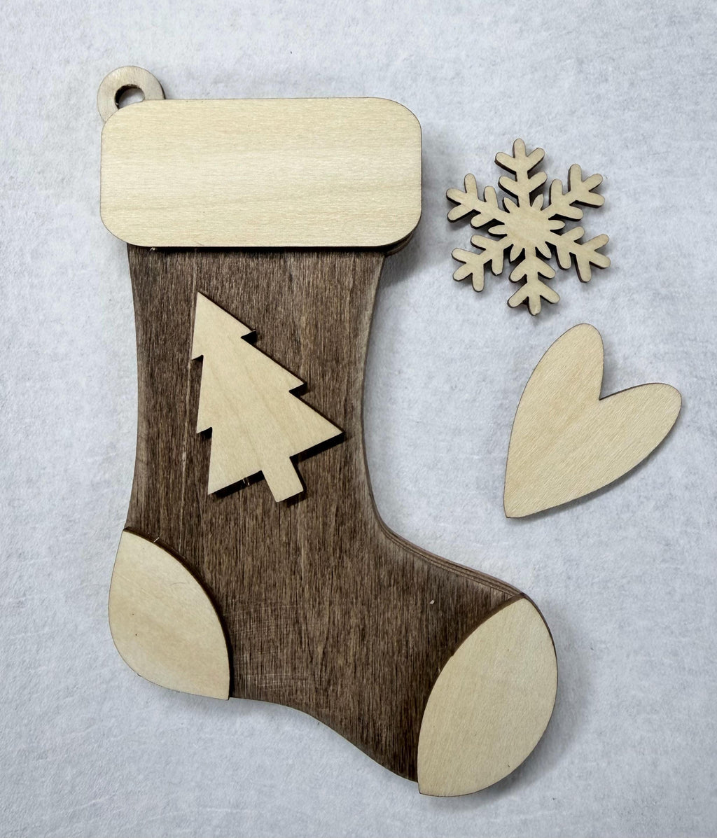 DIY Wooden Stocking Money Holder Ornament Kit | Self-stick | No Glue needed | Partially assembled | Beginner | Class Paint Your Own Ornament - TheGrumpyRooster
