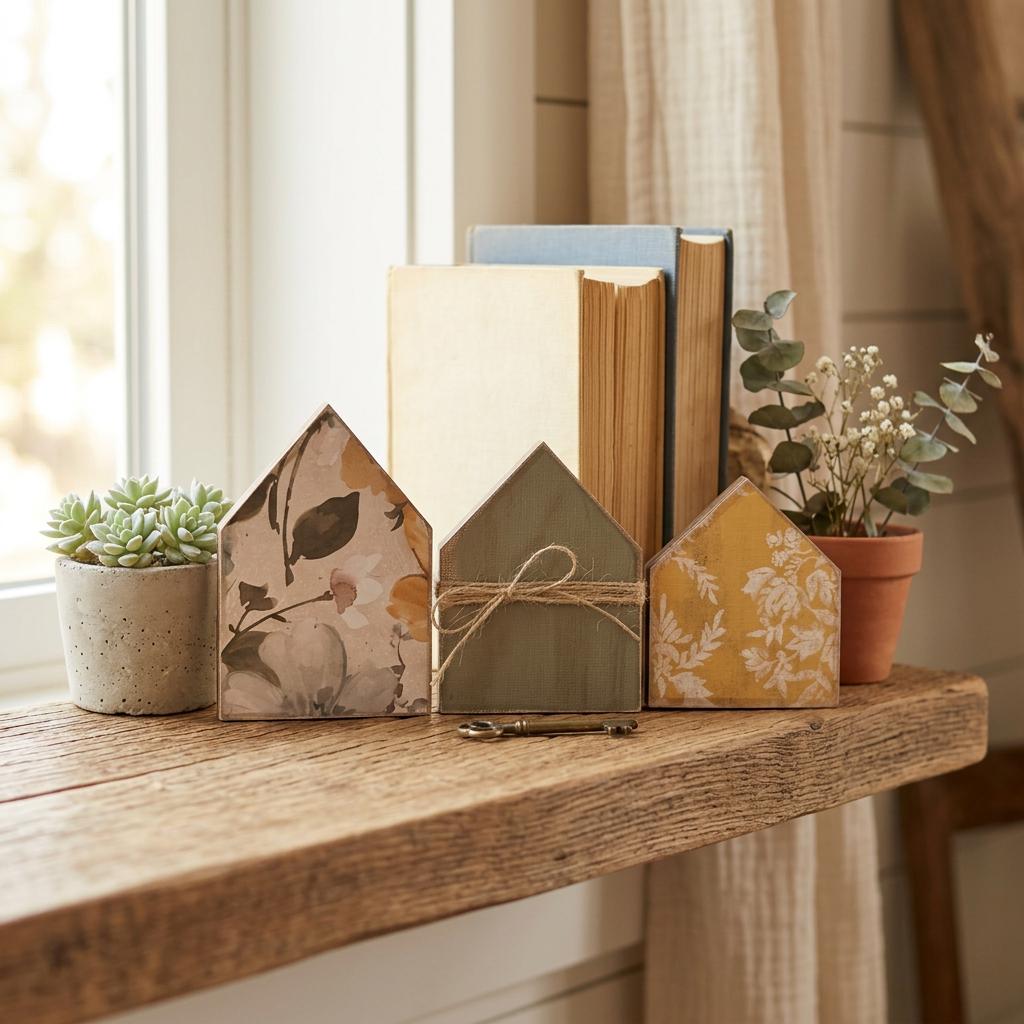 Summer House Shelf Sitter Set | Farmhouse Wood House Decor | Tiered Tray Shelf Decor | Housewarming Gift - TheGrumpyRooster