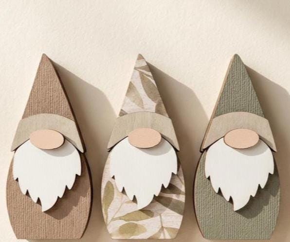 Wood Gnome Shelf Sitters | Botanical Farmhouse Decor (Set of 3) - TheGrumpyRooster