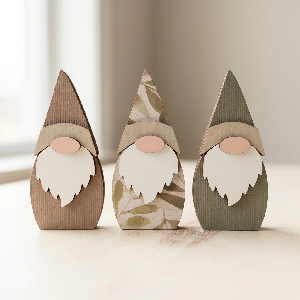 Wood Gnome Shelf Sitters | Botanical Farmhouse Decor (Set of 3) - TheGrumpyRooster
