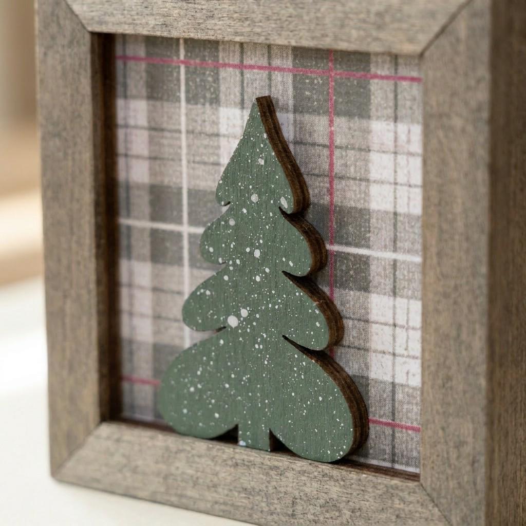 Shelf Sitter Christmas Tree Art  | Rustic Farmhouse Holiday Decor
