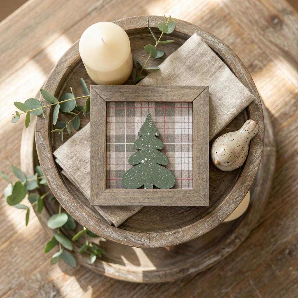 Shelf Sitter Christmas Tree Art  | Rustic Farmhouse Holiday Decor