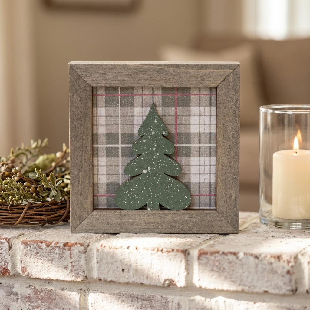 Shelf Sitter Christmas Tree Art  | Rustic Farmhouse Holiday Decor
