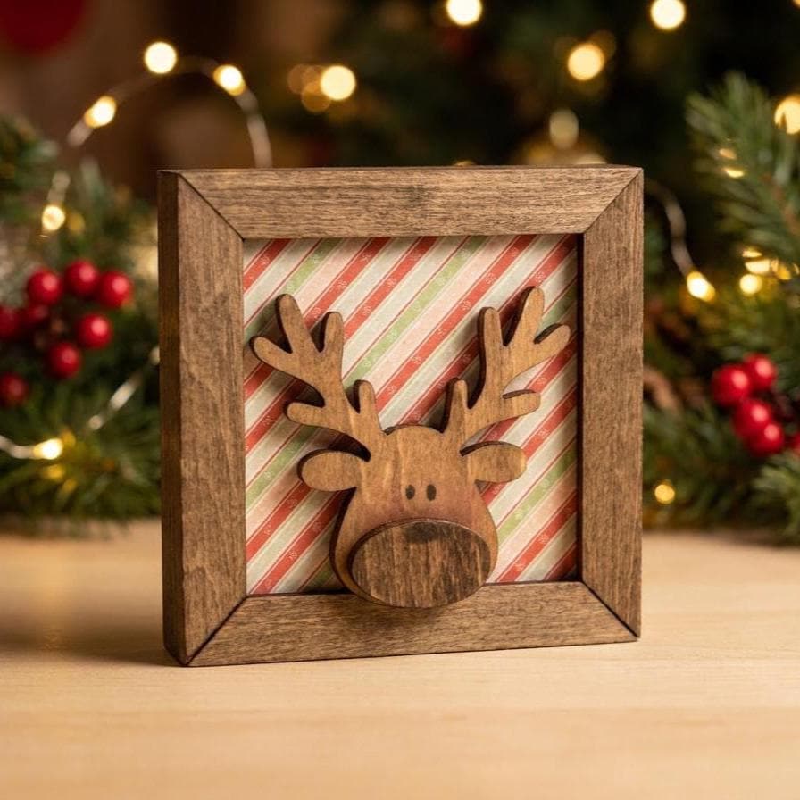 Rustic Reindeer Shelf Sitter | Layered Wood Christmas Decor | Farmhouse Holiday Shelf Decor | Christmas Gift Idea - TheGrumpyRooster