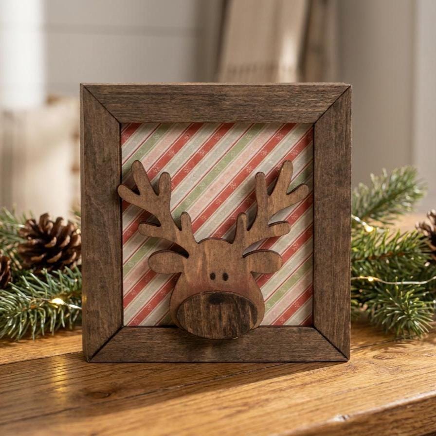 Rustic Reindeer Shelf Sitter | Layered Wood Christmas Decor | Farmhouse Holiday Shelf Decor | Christmas Gift Idea - TheGrumpyRooster