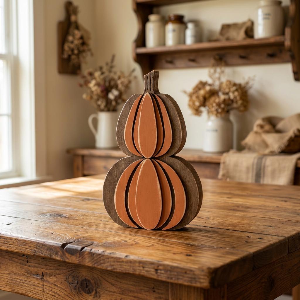 Layered Wood Pumpkin Shelf Sitter | Farmhouse Fall Decor | Rustic Tiered Tray Pumpkin | Autumn Thanksgiving Gift - TheGrumpyRooster
