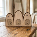 Wood Ghost Boo Shelf Sitter | Farmhouse Halloween Decor | Rustic Tiered Tray Decor | Spooky Season Handmade Gift - TheGrumpyRooster