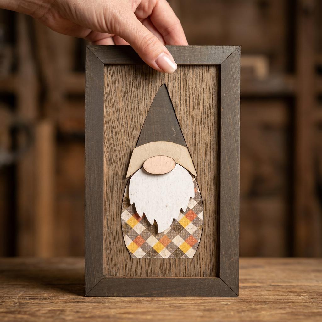 Fall Gnome Wood Sign | Farmhouse Autumn Decor | Rustic Gnome Shelf Decor | Handmade Fall Tiered Tray Gift - TheGrumpyRooster