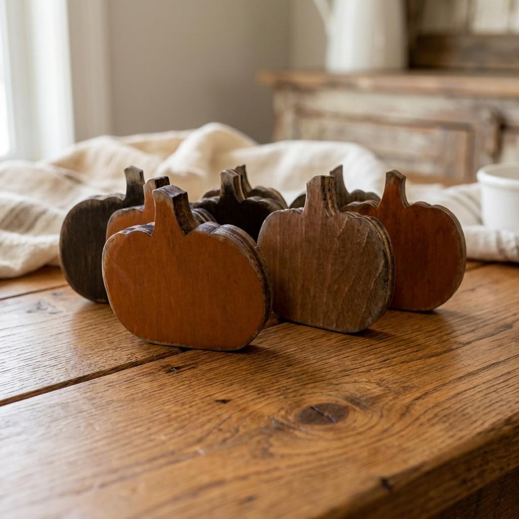 MINI 1.75 Inch Wooden Pumpkin Shelf Sitters | Rustic Farmhouse Fall Decor | Tiered Tray Decor | Autumn Farmhouse Gift - TheGrumpyRooster