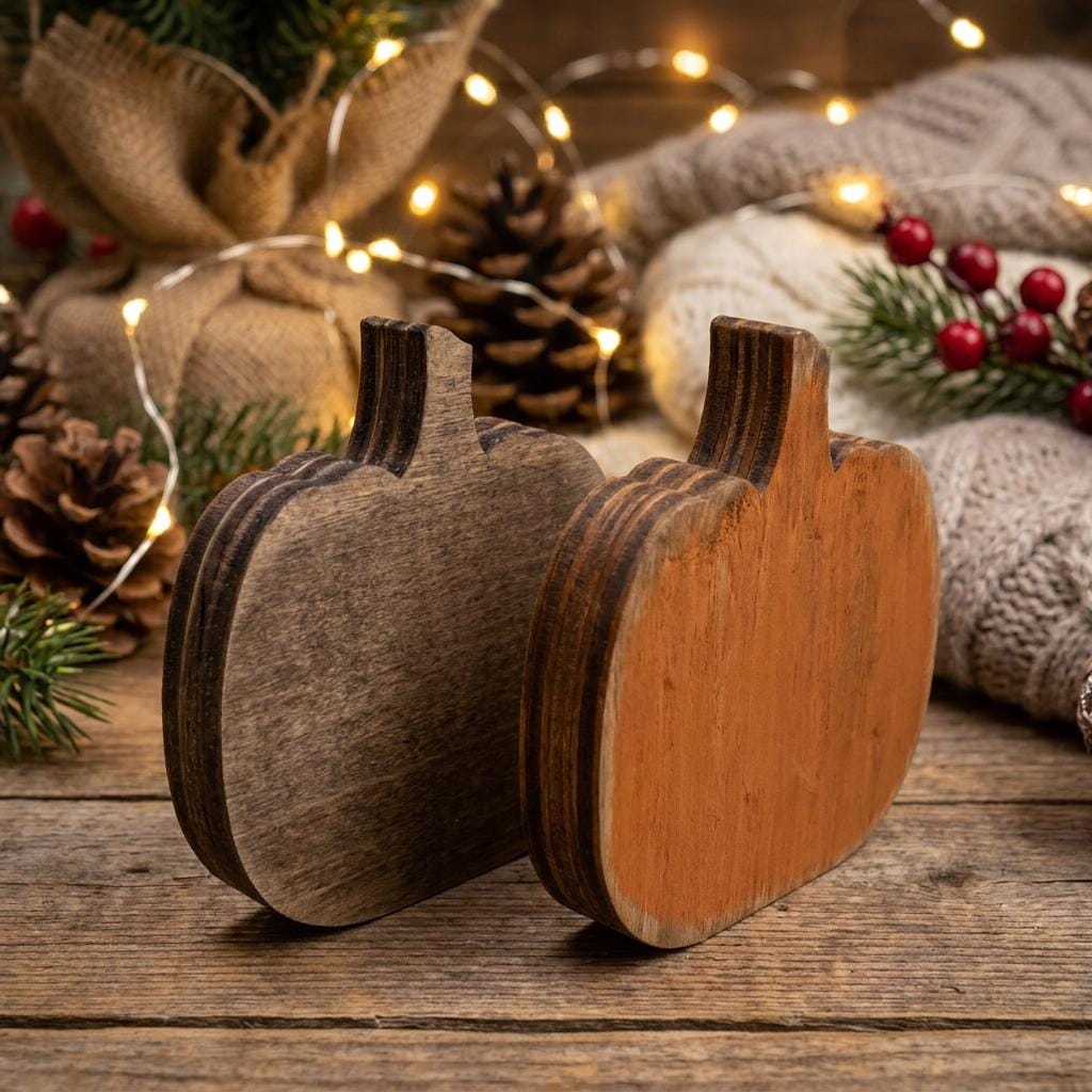 MINI 1.75 Inch Wooden Pumpkin Shelf Sitters | Rustic Farmhouse Fall Decor | Tiered Tray Decor | Autumn Farmhouse Gift - TheGrumpyRooster
