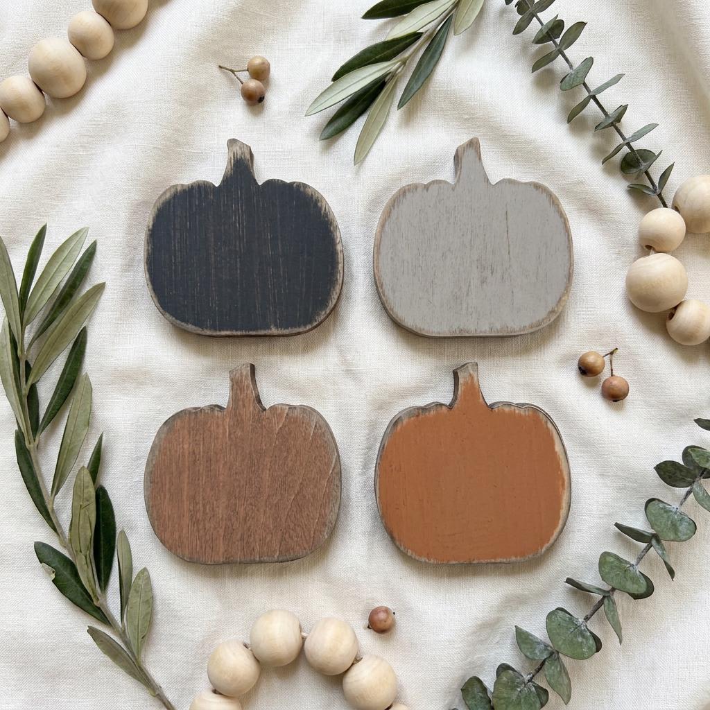 MINI 1.75 Inch Wooden Pumpkin Shelf Sitters | Rustic Farmhouse Fall Decor | Tiered Tray Decor | Autumn Farmhouse Gift - TheGrumpyRooster